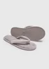 Grey Velour Flip Flop Slippers - Small Image 2
