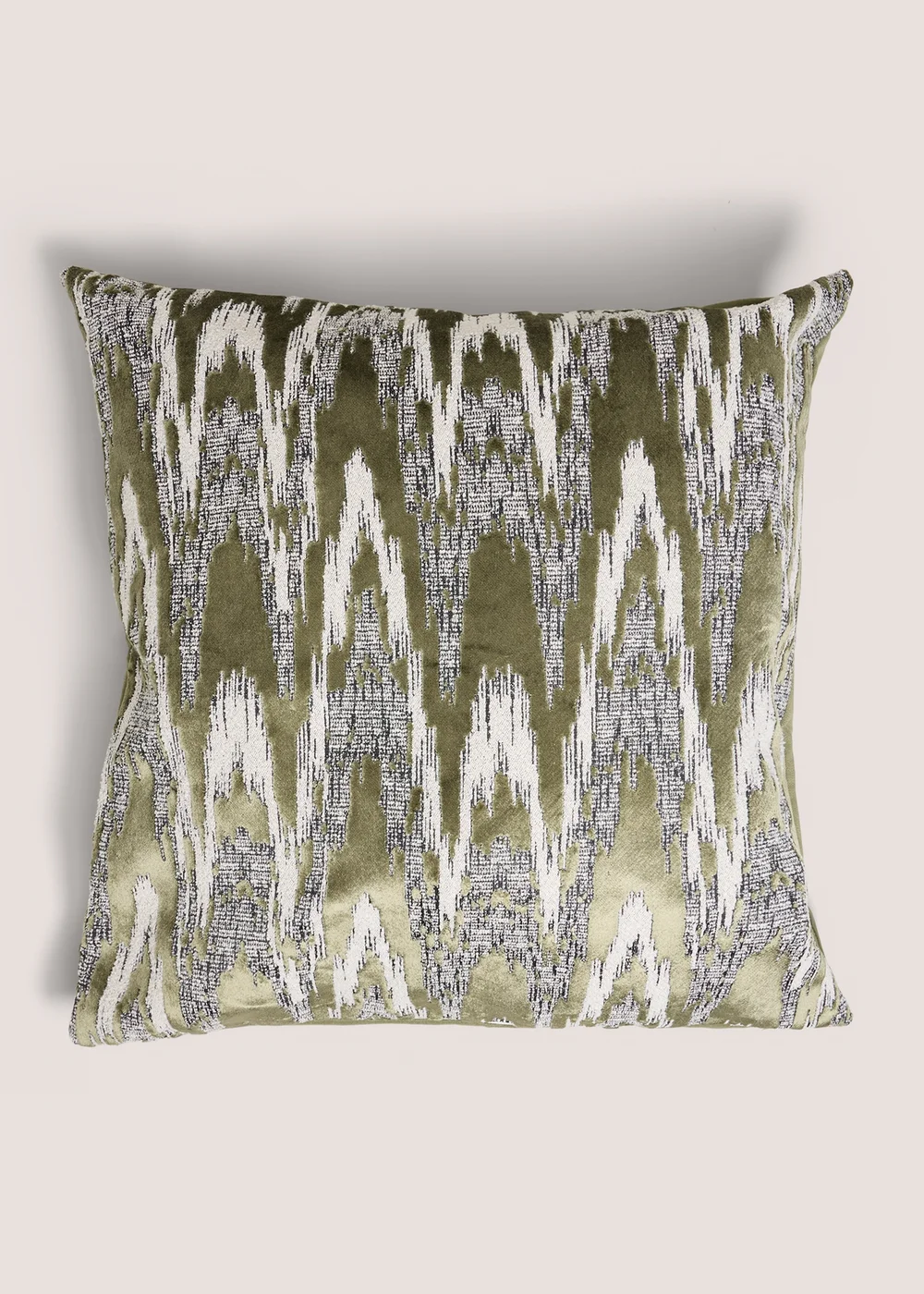 Green Jagged Boucle Cut Velvet Cushion Image 1