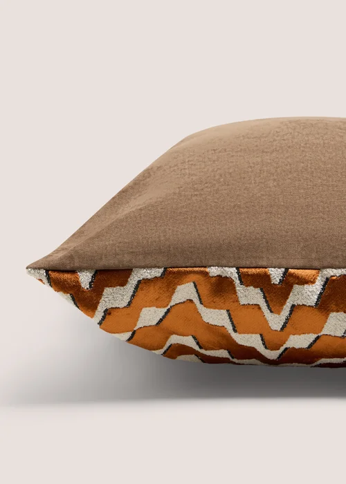 Rust Zig Zag Boucle Cut Velvet Image 2