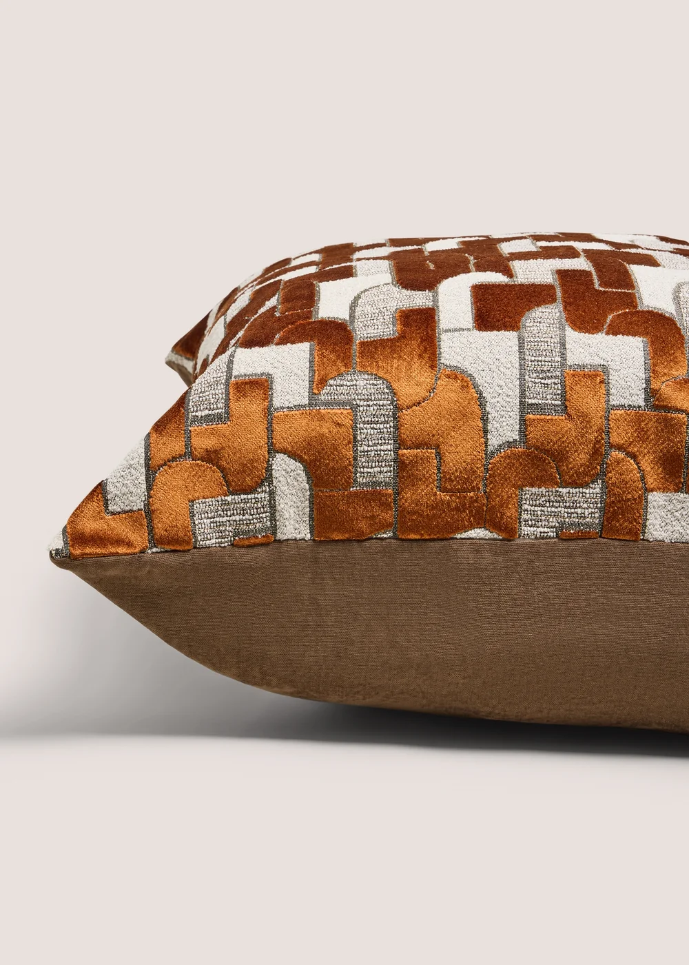 Rust Geo Boucle Velvet Cushion Image 2
