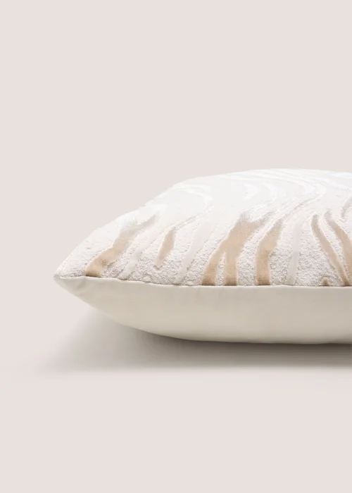 Cream Zebra Cut Velvet Cushion Image 2