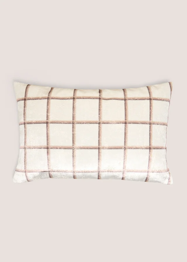 Cream Grid Cut Velvet Cushion