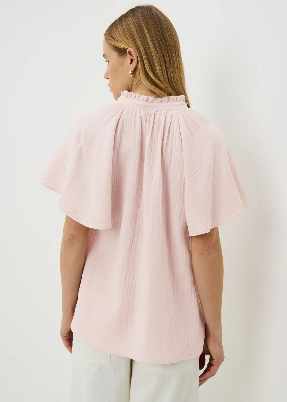 Pink Double Cloth Angel Sleeve Blouse - 12 Image 3
