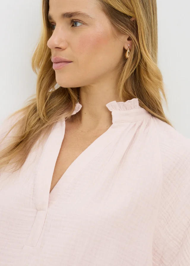 Pink Double Cloth Angel Sleeve Blouse