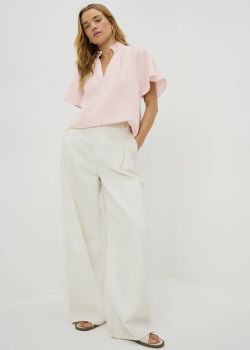 Pink Double Cloth Angel Sleeve Blouse - Size 8 Image 1