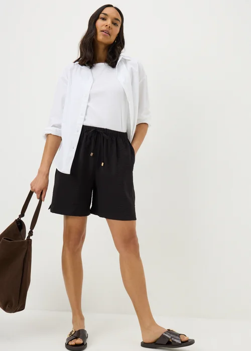 Black Tie Waist Shorts - 8 Image 1