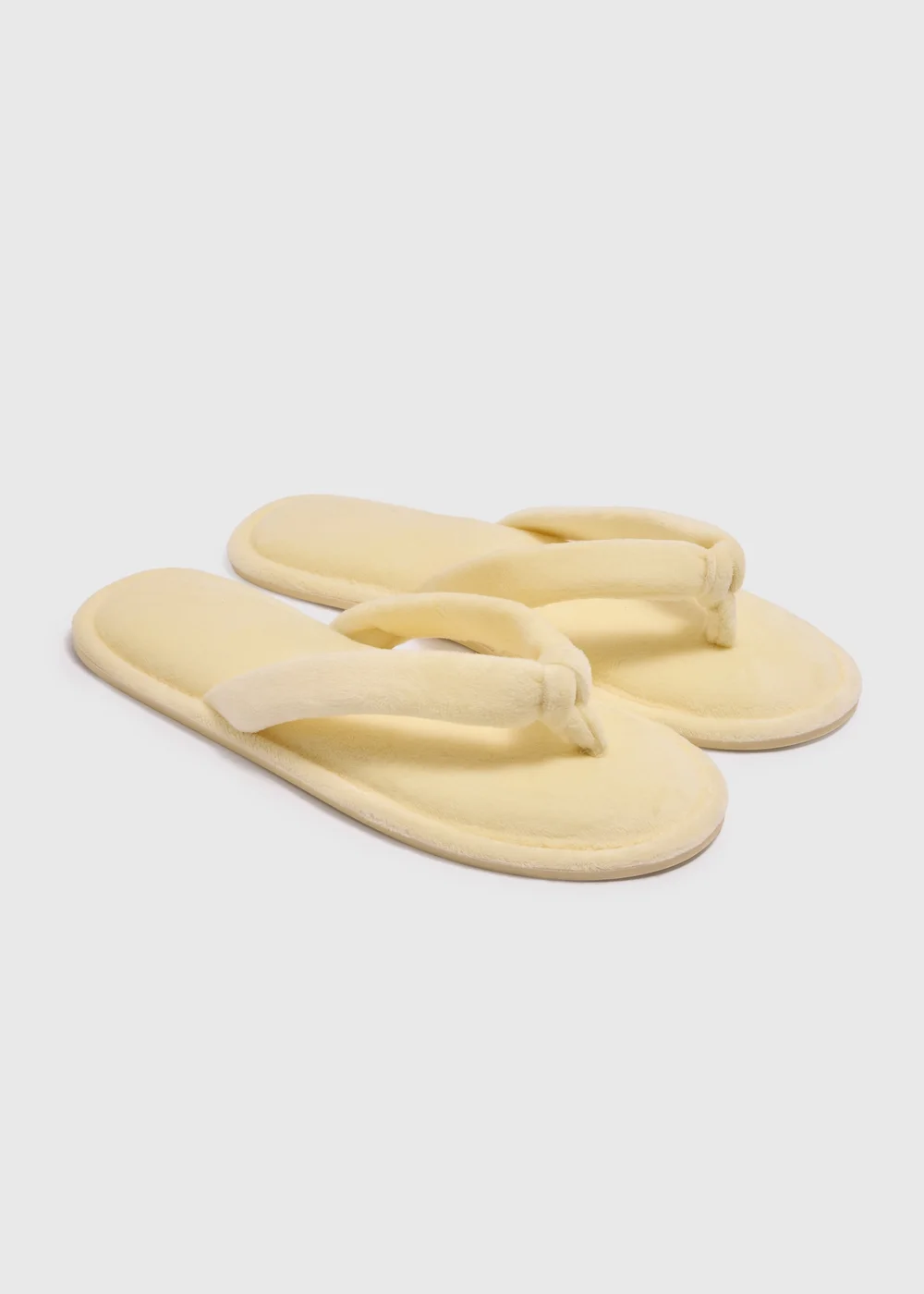 Yellow Velour Flip Flop Slippers - Small Image 1