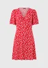 Red Ditsy Floral Print Mini Tea Dress - 8 Image 1