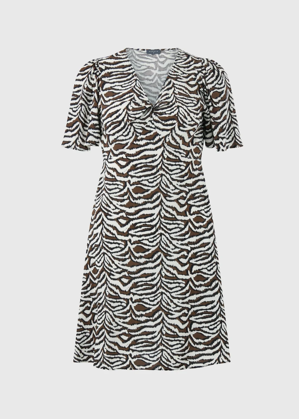 Brown Zebra Print Tea Dress - Size 8 Image 1