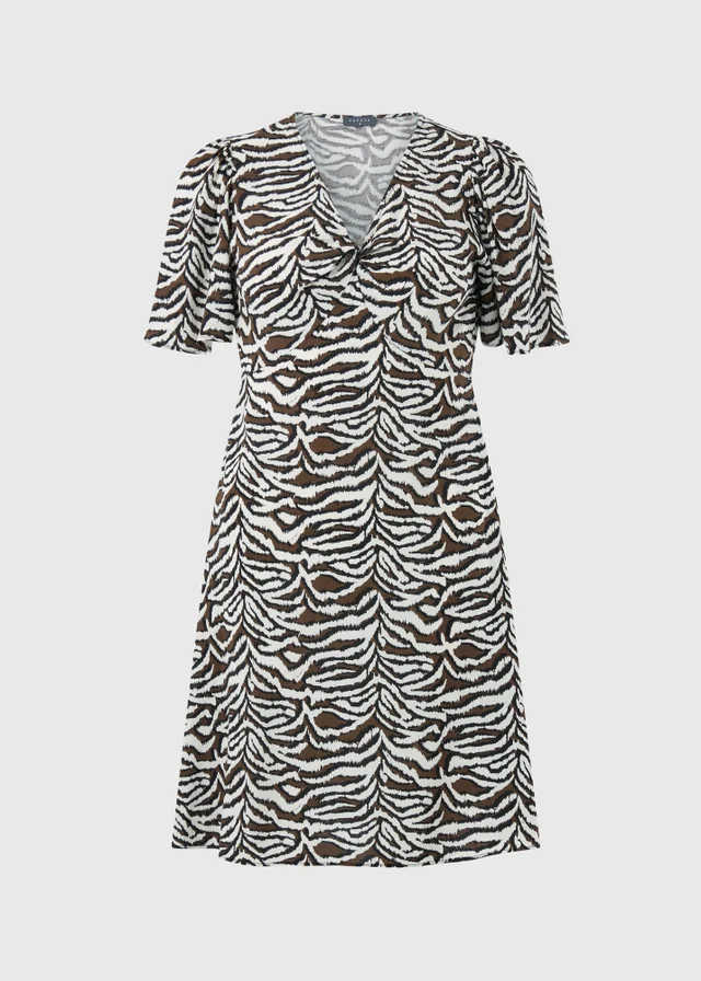 Brown Zebra Print Tea Dress