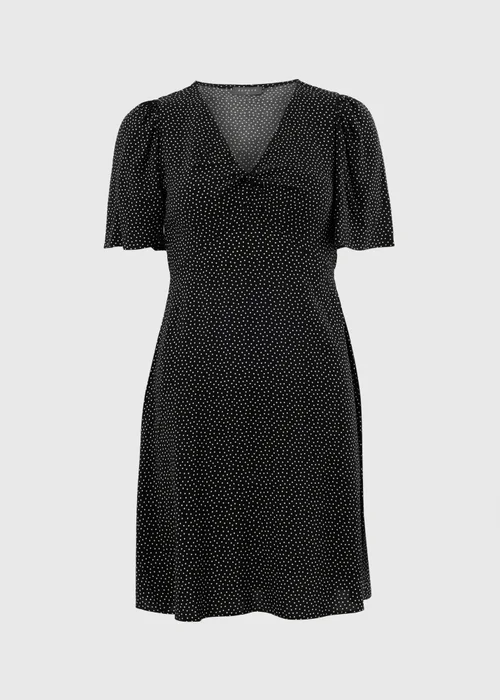 Black Spot Print Mini Tea Dress - 8 Image 2