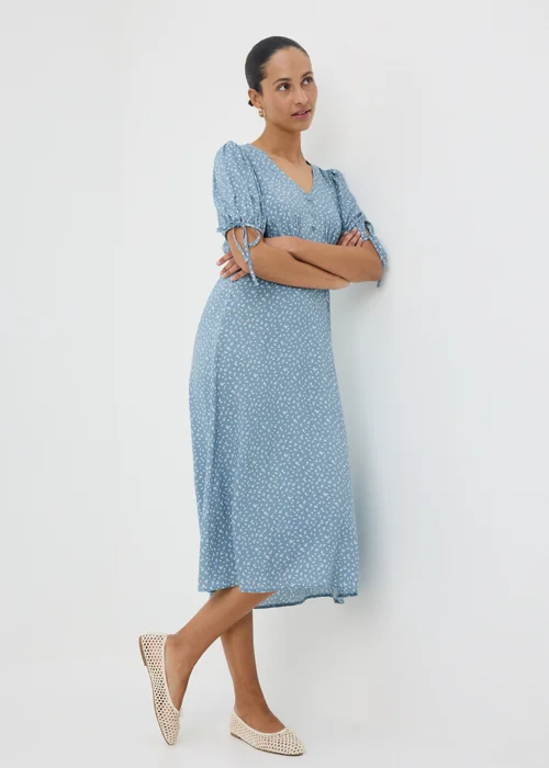 Blue Ditsy Floral Midi Tea Dress - 8 Image 1