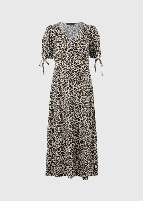 Brown Leopard Midi Tea Dress - 10 Image 4