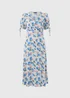 Blue Large Floral Midi Tea Dress - 8 Image 1