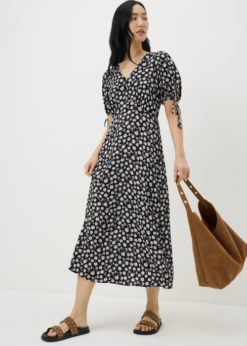 Black Ditsy Floral Midi Tea Dress - 8 Image 3
