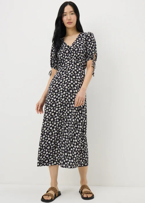 Black Ditsy Floral Midi Tea Dress - 8 Image 1