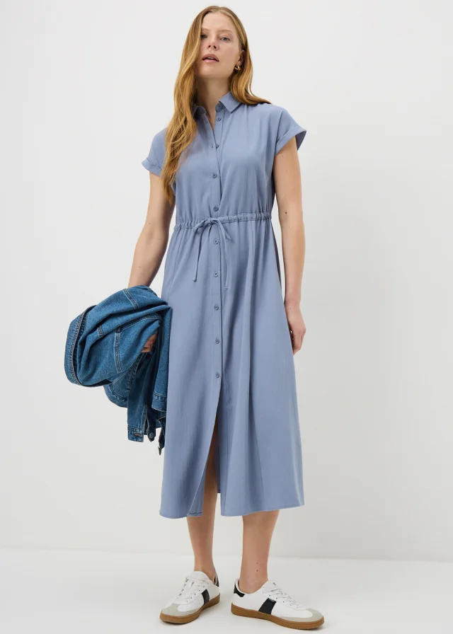 Blue Clipper Midi Shirt Dress