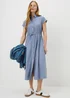 Blue Clipper Midi Shirt Dress - Size 8 Image 1