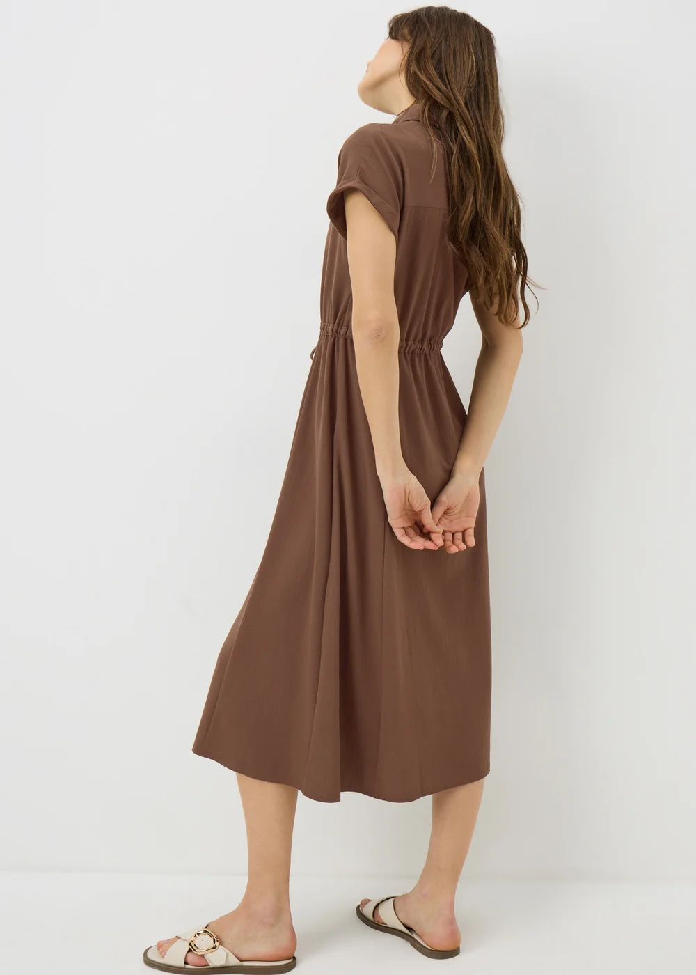 Chocolate Brown Clipper Midi Shirt Dress - 20 Image 3