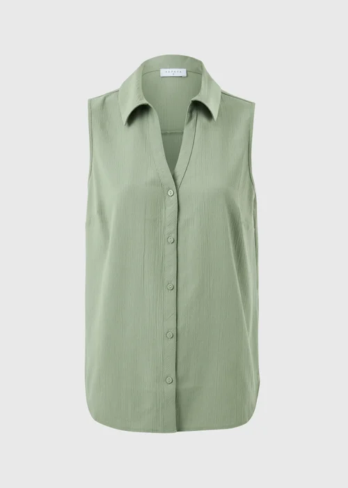 Sage Green Sleeveless Clipper Shirt - 28 Image 2