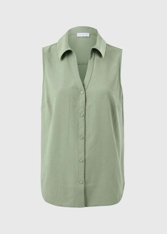 Sage Green Sleeveless Clipper Shirt