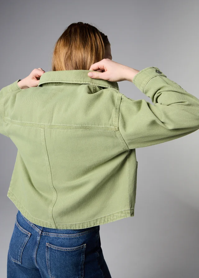 Sage Green Denim Shacket