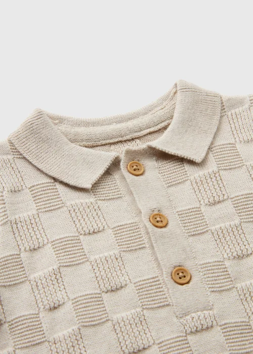 Baby Beige Knitted Romper (Newborn-23mths) - Up to 1 Month Image 2