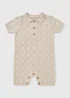 Baby Beige Knitted Romper (Newborn-23mths) - Up to 1 Month Image 1
