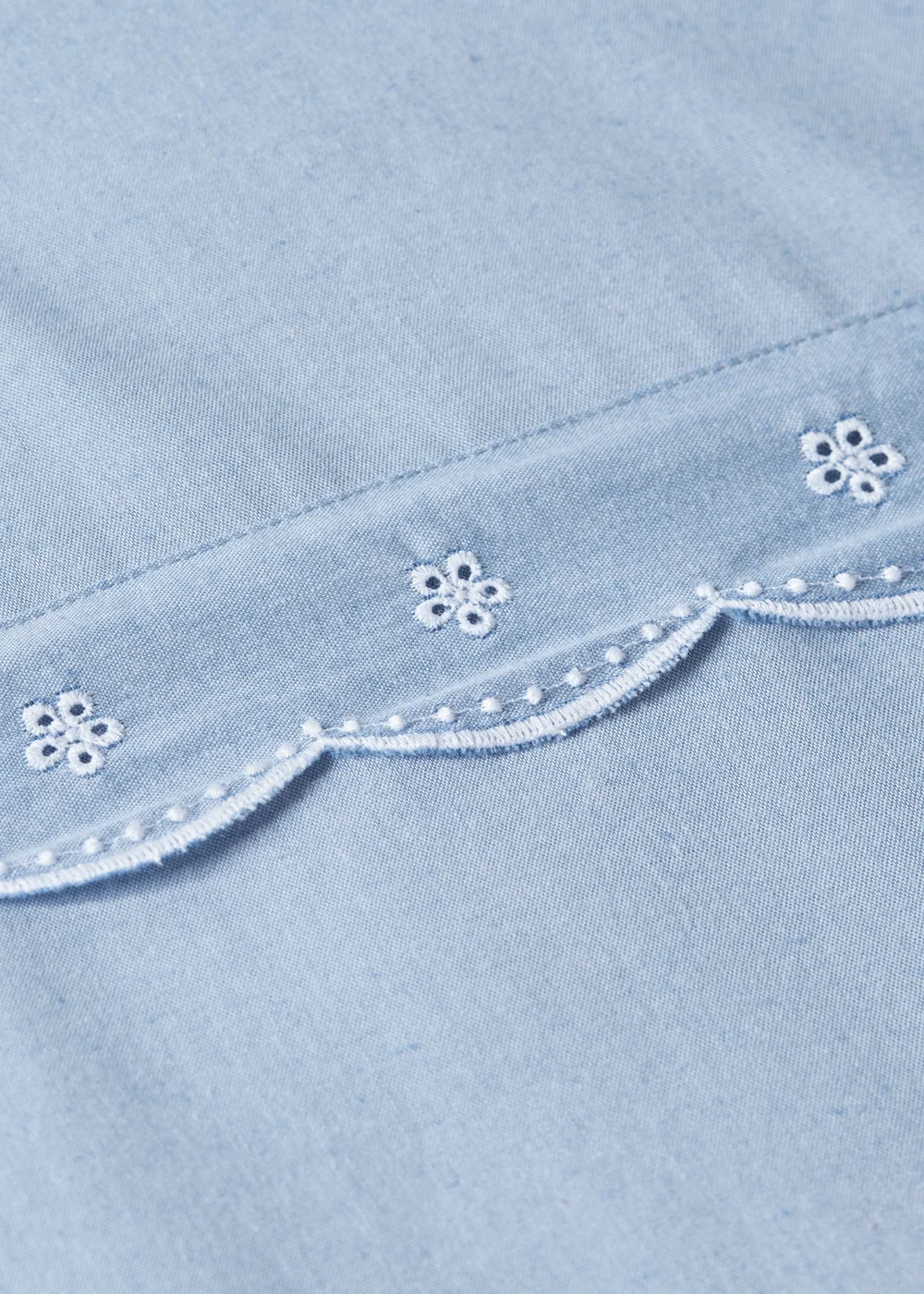 Blue Chambray Embroidered Duvet Set - Double Image 3