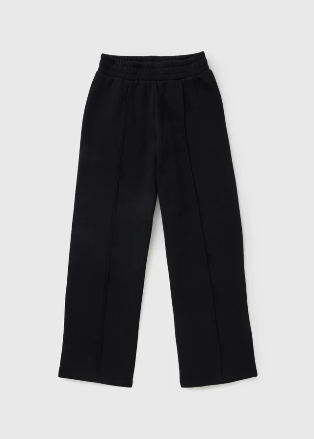 Girls Black Wide Leg Jogging Bottoms (7-15yrs)