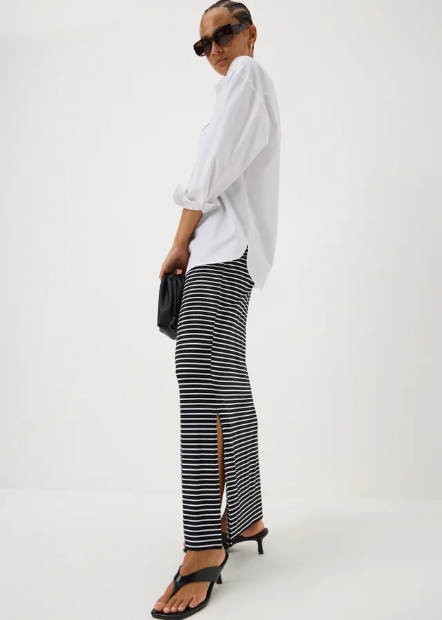 Black Stripe Jersey Maxi Skirt