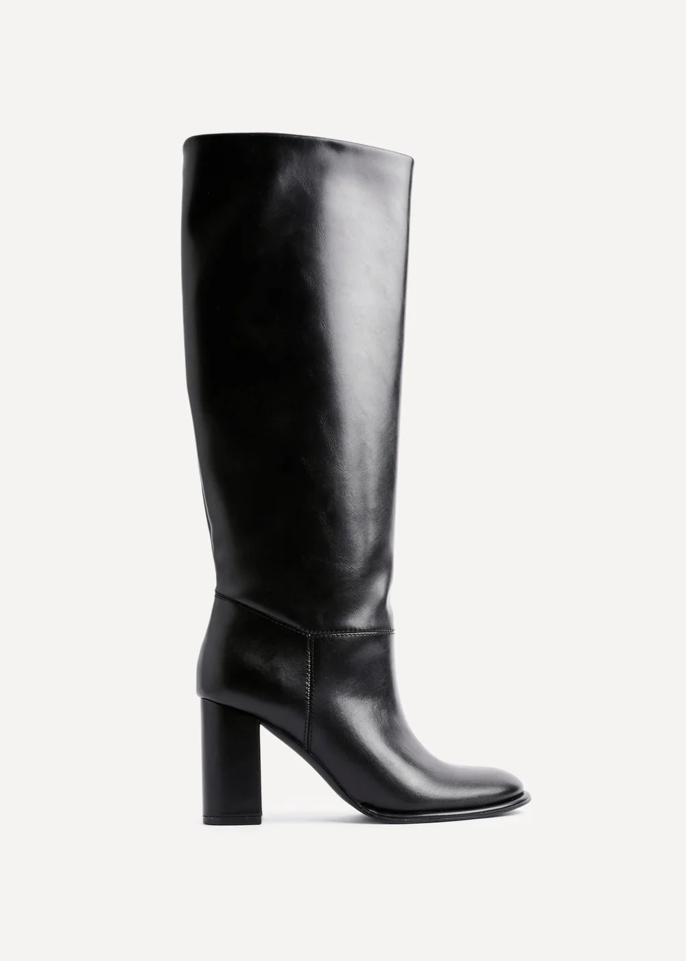 Linzi Cole Black Faux Leather Pull-On High Leg Block Heeled Boots - 4 Image 2
