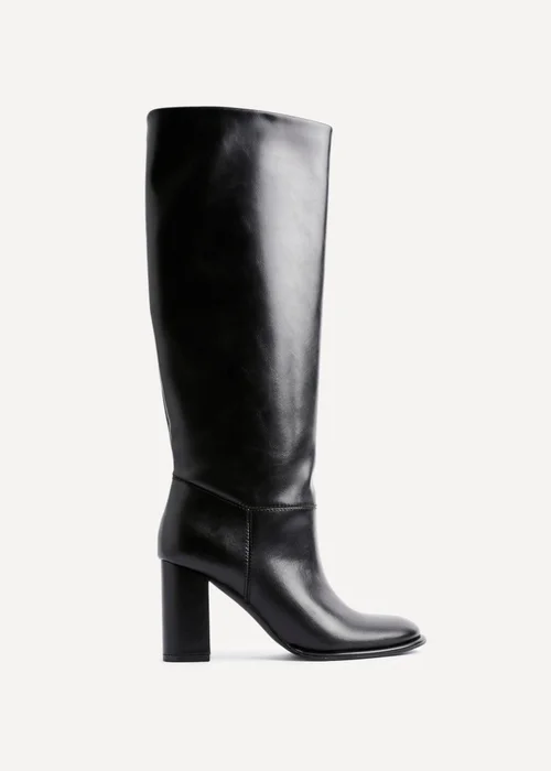 Linzi Cole Black Faux Leather Pull-On High Leg Block Heeled Boots - 4 Image 2