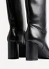Linzi Cole Black Faux Leather Pull-On High Leg Block Heeled Boots - 4 Image 4