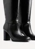 Linzi Cole Black Faux Leather Pull-On High Leg Block Heeled Boots - 4 Image 5