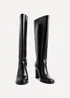 Linzi Cole Black Faux Leather Pull-On High Leg Block Heeled Boots - 4 Image 3