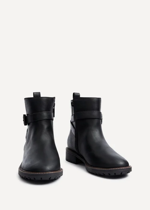 Linzi Edie Wide Fit Black Nubuck Ankle Boot - Size 6 Image 3