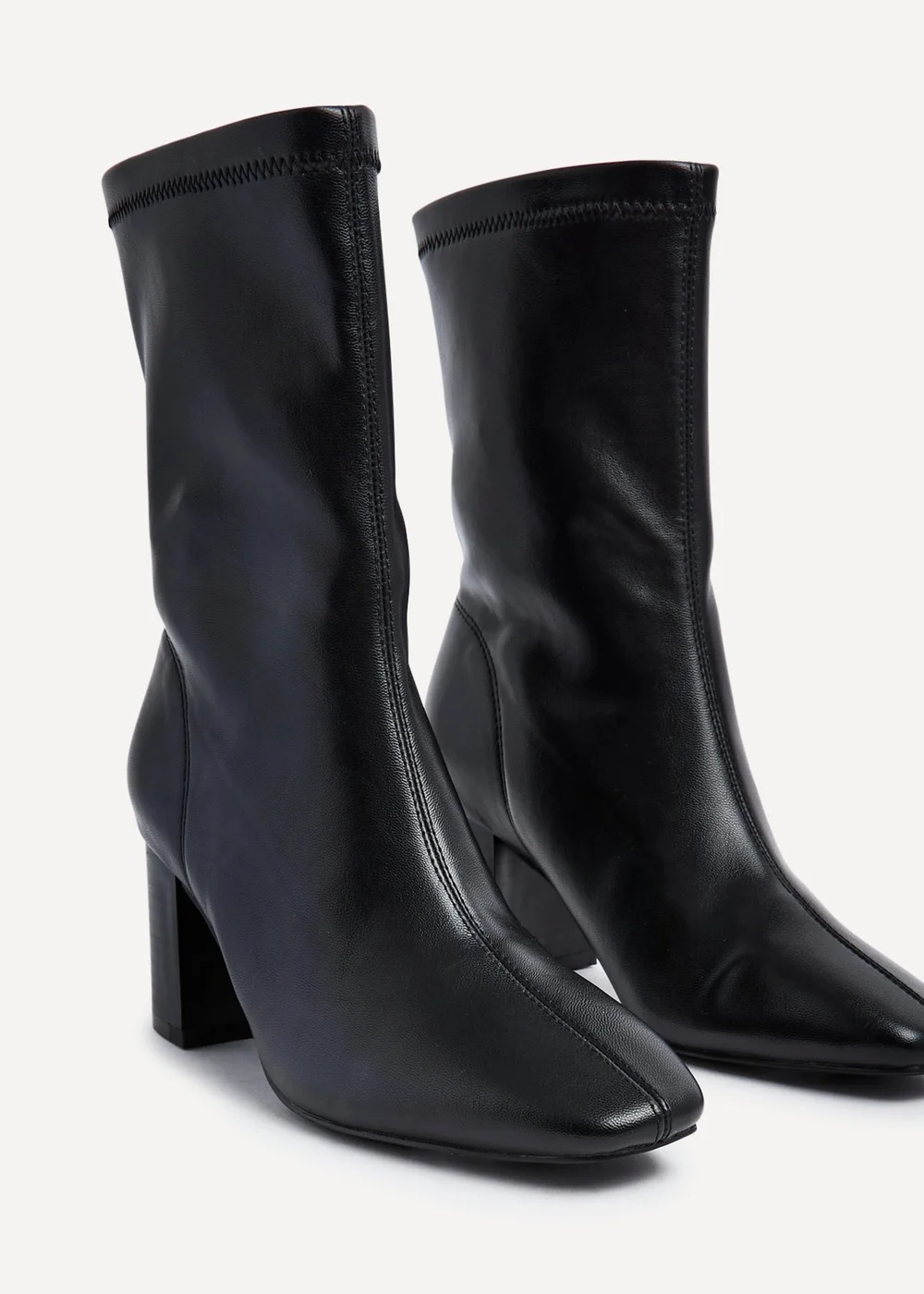 Linzi Bronx Black Faux Soft Leather Block Heel - Size 7 Image 4