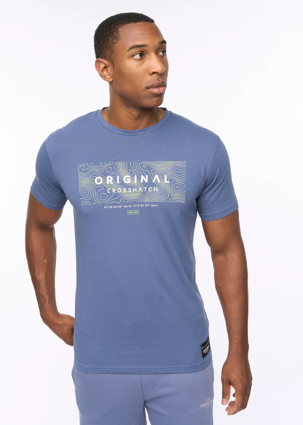Crosshatch Denim Blue Mappedout T-Shirt - Small Image 1
