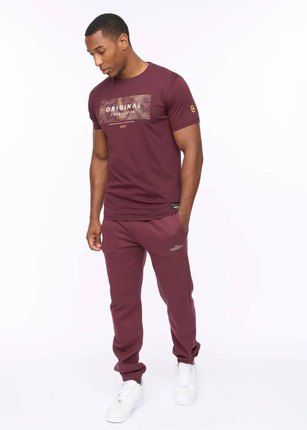 Crosshatch Burgundy Mappedout T-Shirt - Small Image 2
