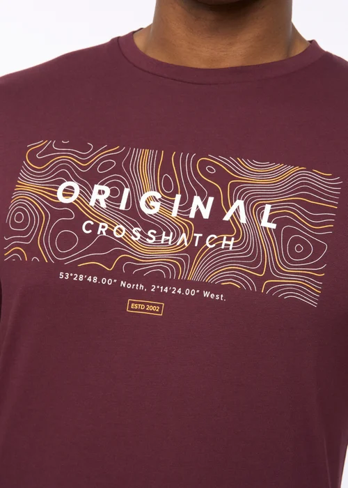 Crosshatch Burgundy Mappedout T-Shirt - Small Image 4