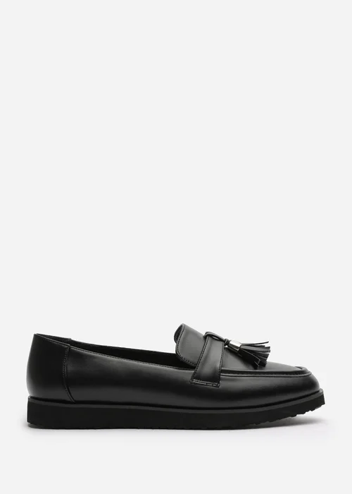 Where's That From Extra Wide-Fit Black PU Kennedy Tasseled Loafers - Size 4 Image 3