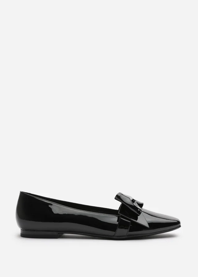 Where's That From Jessica Black Patent Square Toe Flats