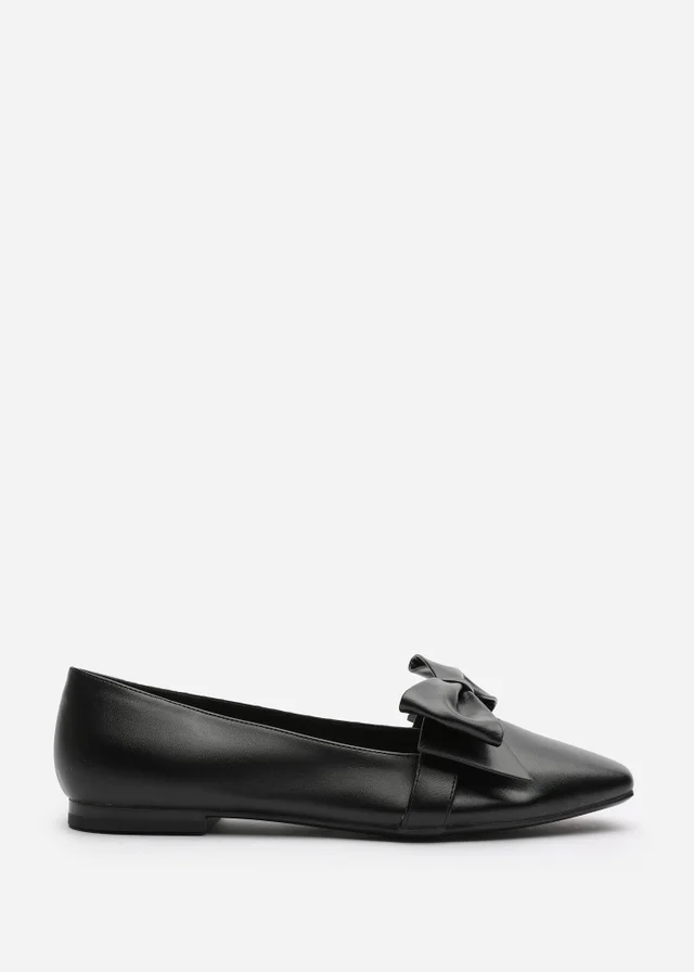 Where's That From Jessica Black PU Wide Fit Square Toe Flats