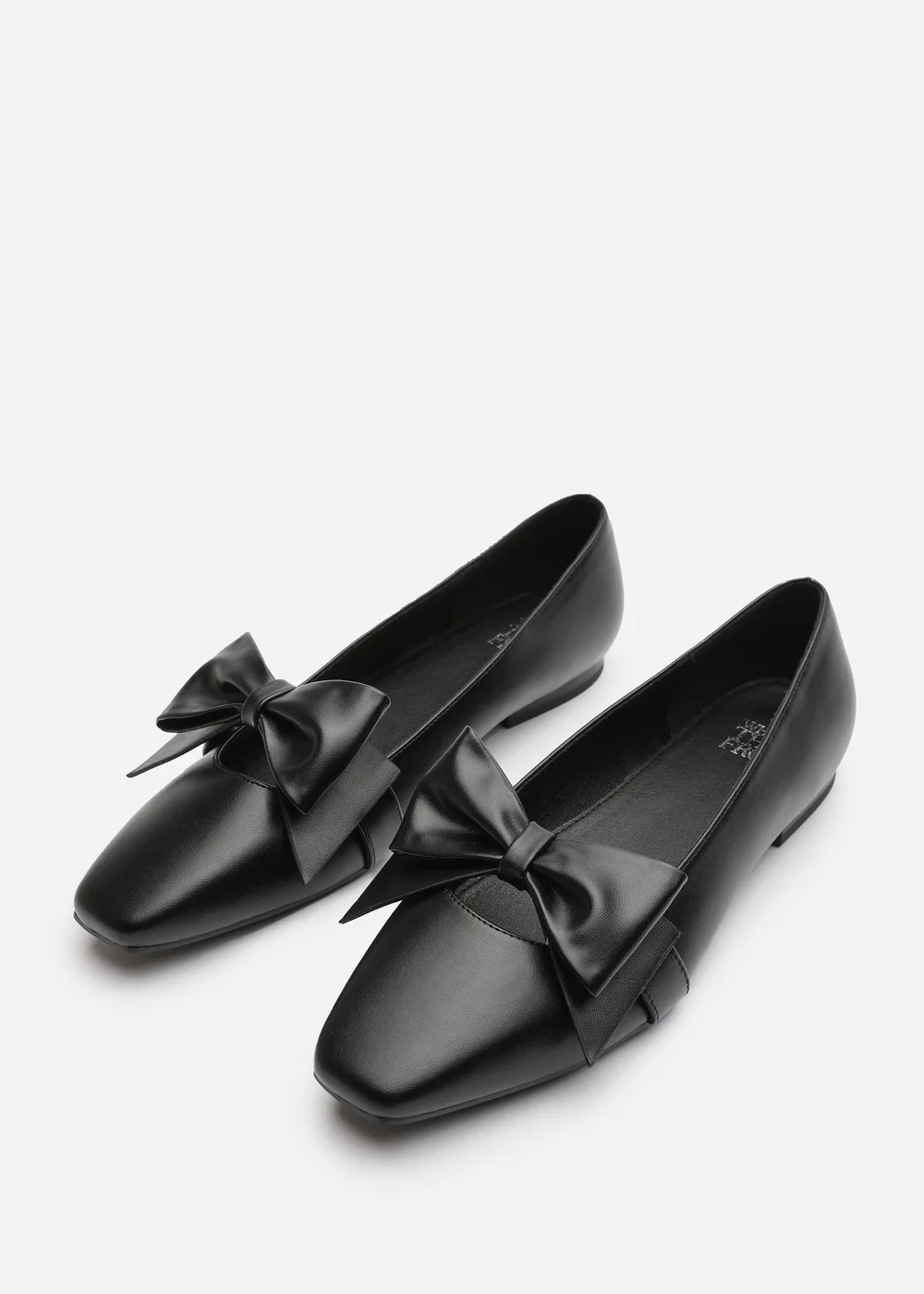 Where's That From Jessica Black PU Wide Fit Square Toe Flats - Size 4 Image 3