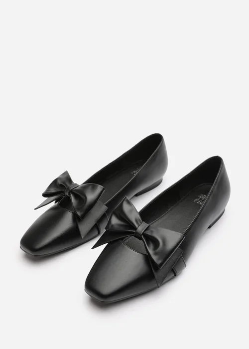 Where's That From Jessica Black PU Wide Fit Square Toe Flats - Size 4 Image 3