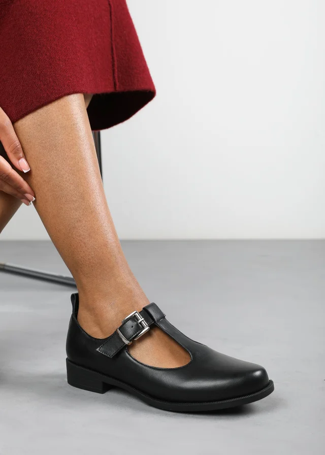 Where's That From Natalie Black PU Mary Janes Loafers