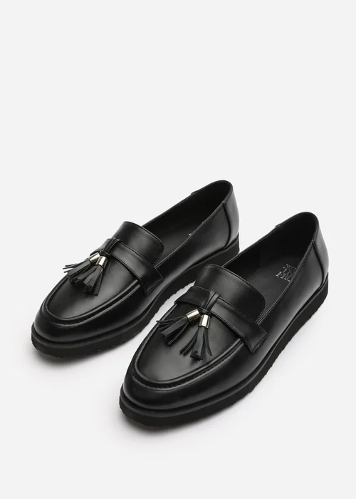 Where's That From Wide-Fit Black PU Kennedy Tasseled Loafers - Size 4 Image 4