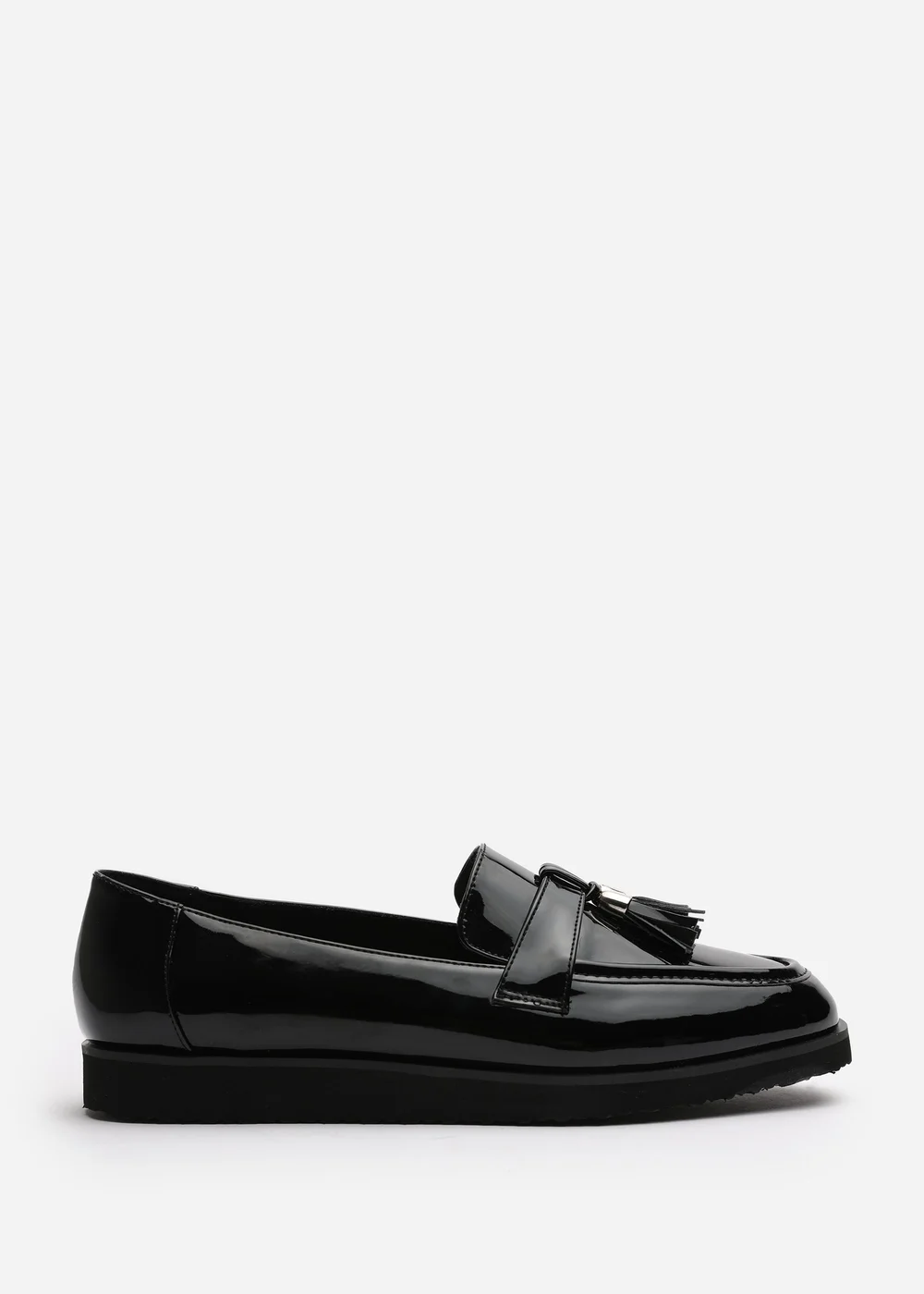 Where's That From Wide-Fit Black Patent Kennedy Tasseled Loafers - Size 4 Image 2