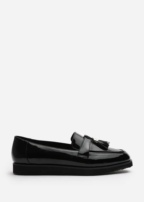 Where's That From Wide-Fit Black Patent Kennedy Tasseled Loafers - Size 4 Image 2
